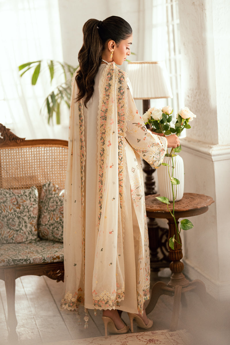 Qalamkar | Luxury Lawn Eid Edit | SB-01 Rina S Ivory Lawn