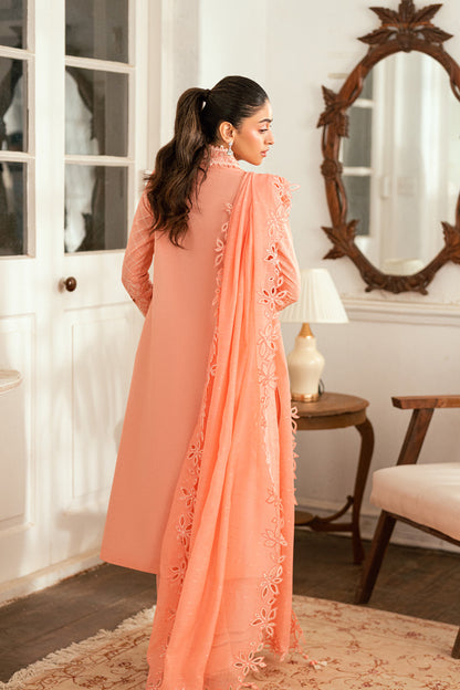 Qalamkar | Luxury Lawn Eid Edit | SB-12 Jafa S Peach Pink Lawn
