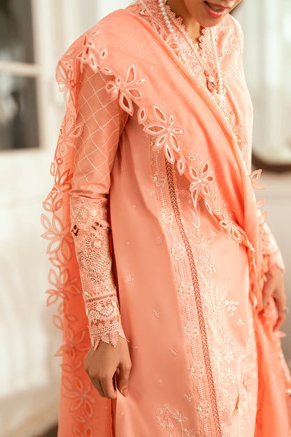 Qalamkar | Luxury Lawn Eid Edit | SB-12 Jafa M Peach Pink Lawn