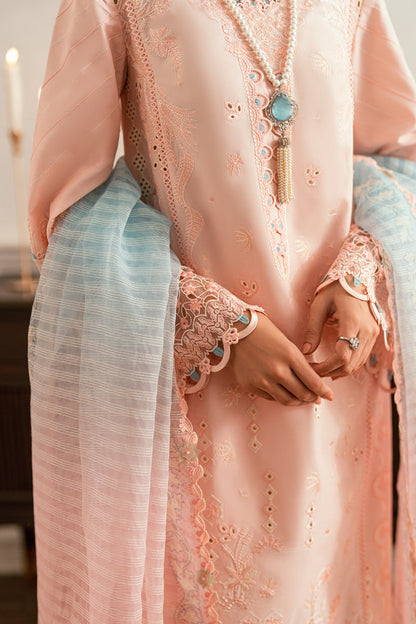 Qalamkar | Luxury Lawn Eid Edit | SB-05 Aleeza Custom Size Light Pink Lawn
