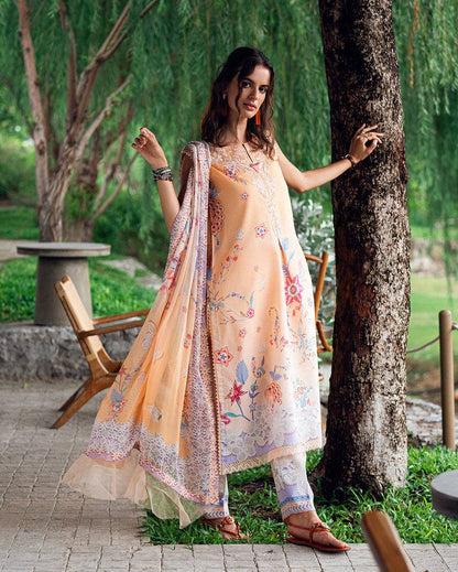 Roheenaz | Garden Veal Printed Lawn 25 | Coral Whim - Pakistani Designer Dress - by Roheenaz | Type: Ladies Clothes - 100% Original at Saira Sultan