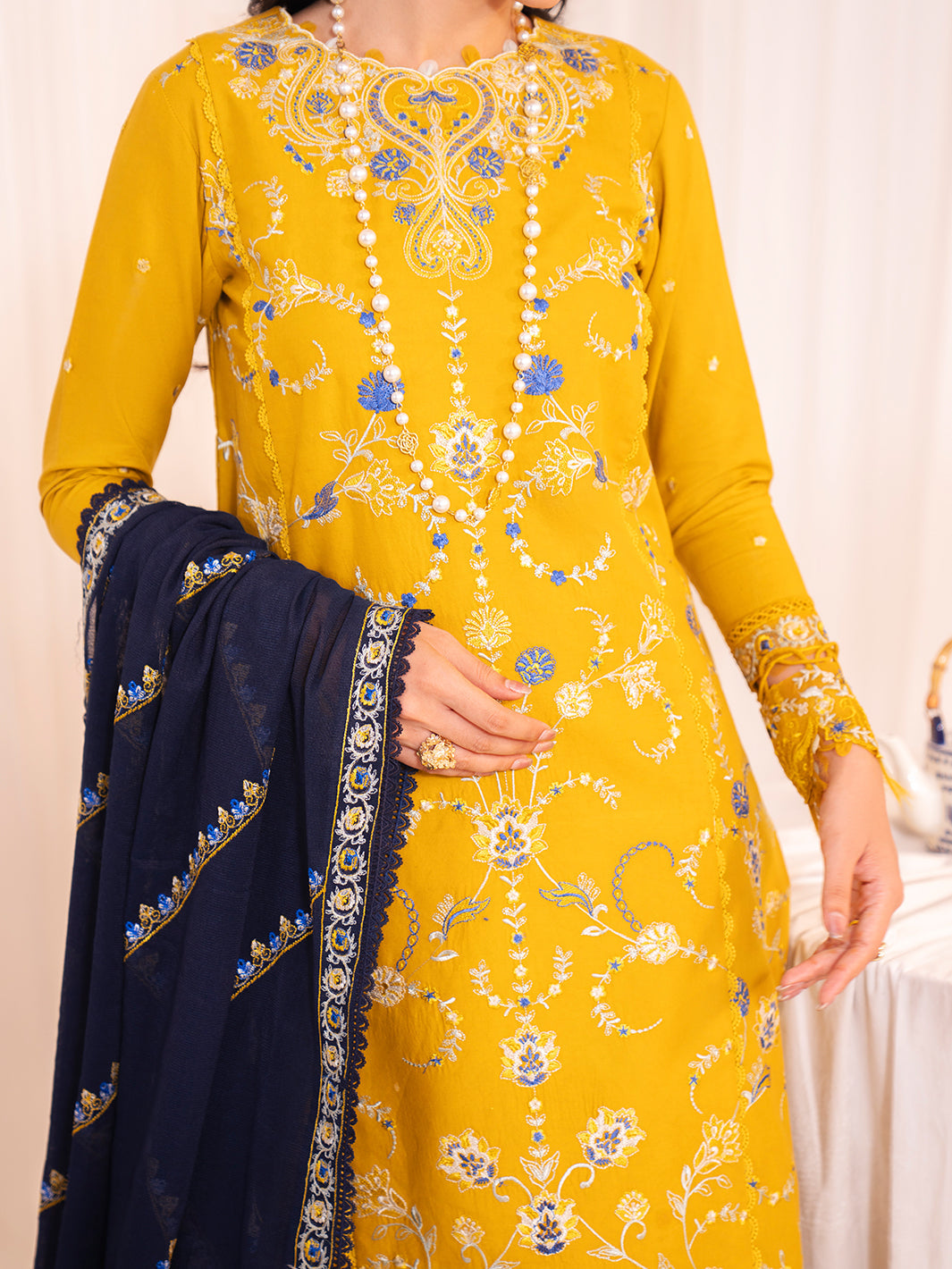 Faiza Faisal | Celine Eid 25 | FREYA L Mustard Yellow Lawn