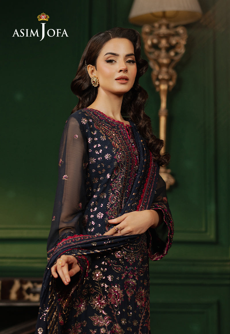 Asim Jofa | Premium Festive | AJPF-17 M Navy Blue Chiffon