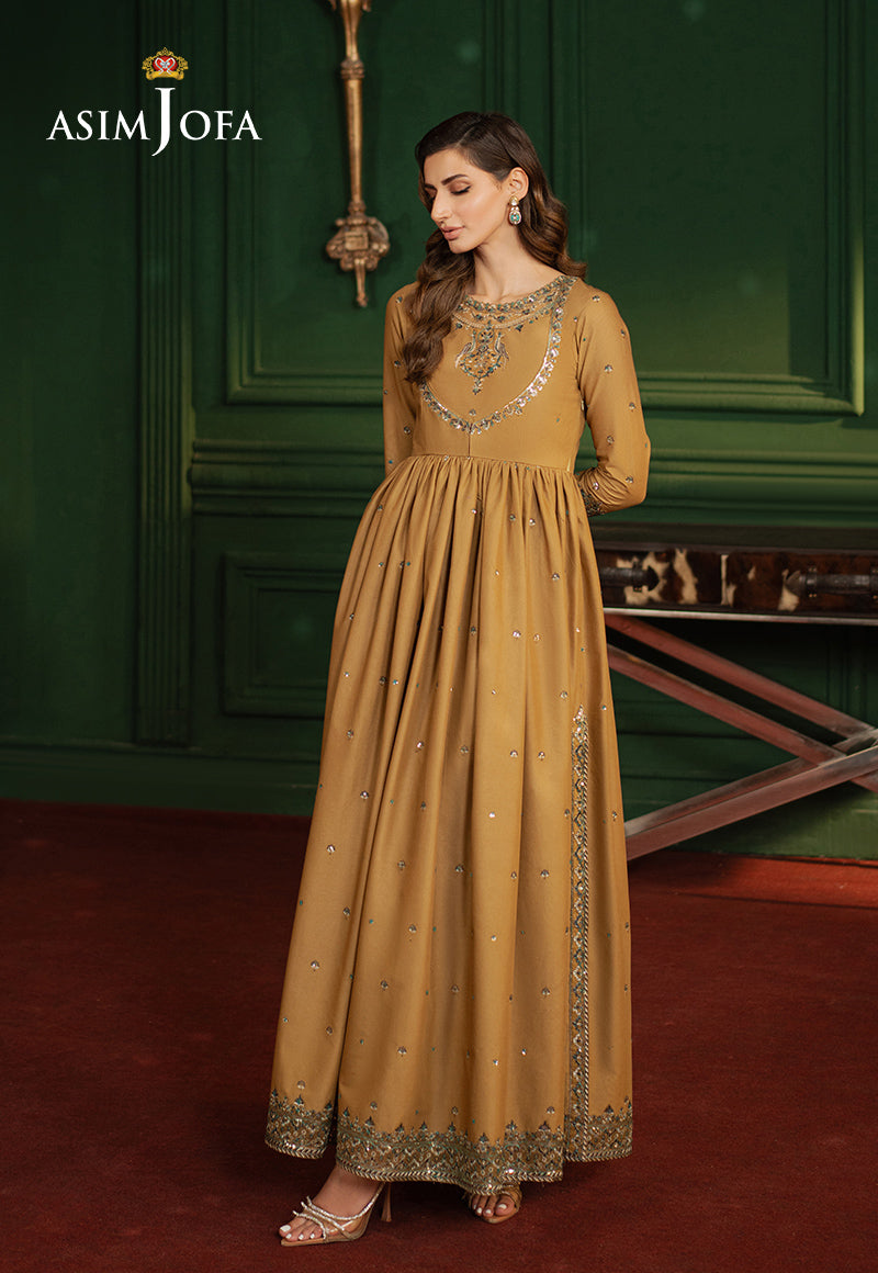 Asim Jofa | Premium Festive | AJPF-20 Custom Size Mustard Boski Silk