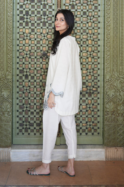 Sahar | Ready to Wear Basics | Dove'S Grace S White Self Jacquard