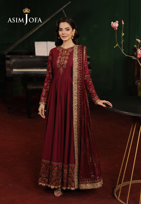 Asim Jofa | Premium Festive | AJPF-15 XS Maroon Cotton Net