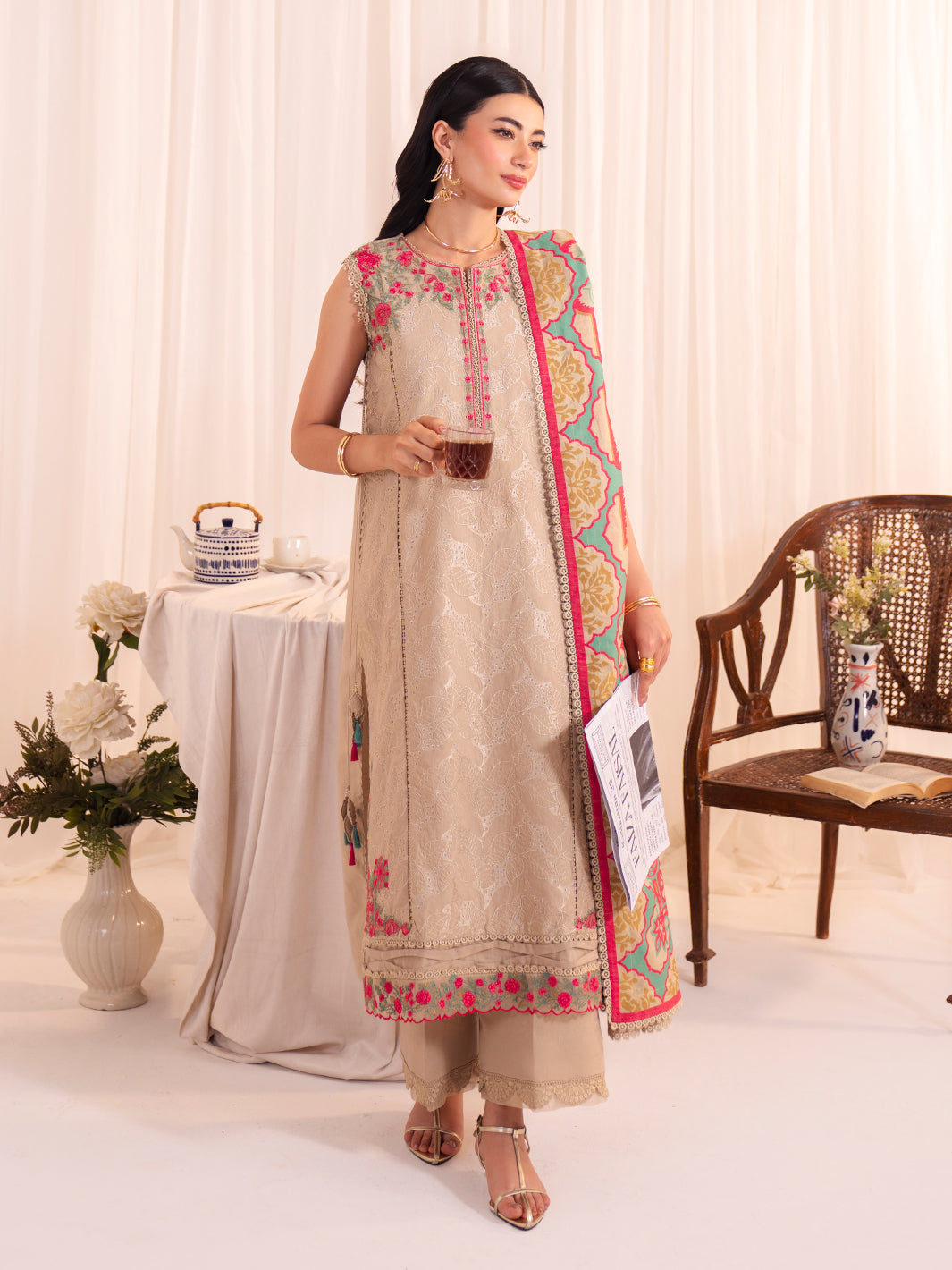 Faiza Faisal | Celine Eid 25 | NEHA XS Beige Lawn