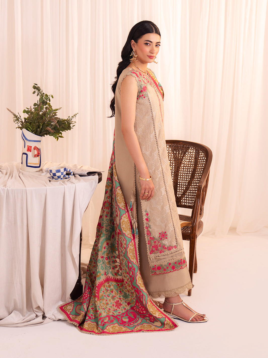 Faiza Faisal | Celine Eid 25 | NEHA XL Beige Lawn