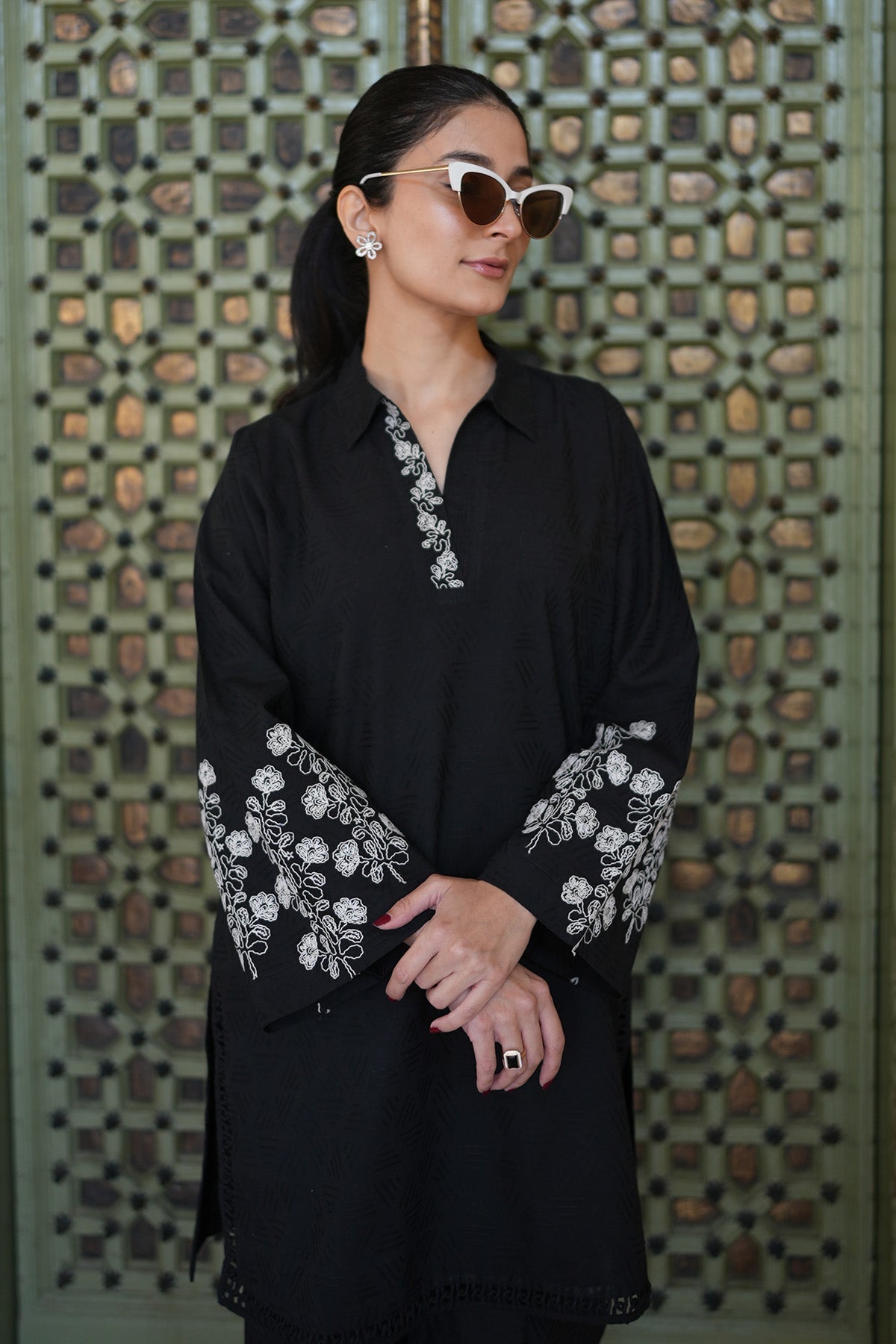 Sahar | Ready to Wear Basics | Shadowplay L Black Dobby Jacquard