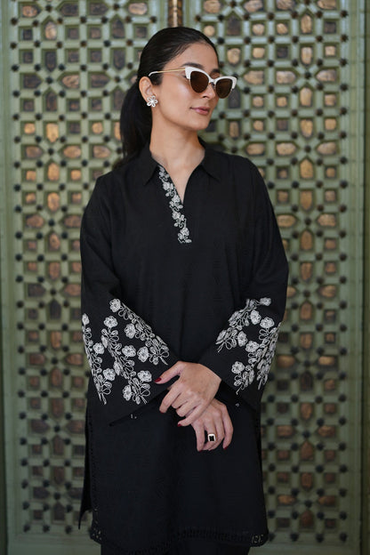 Sahar | Ready to Wear Basics | Shadowplay L Black Dobby Jacquard