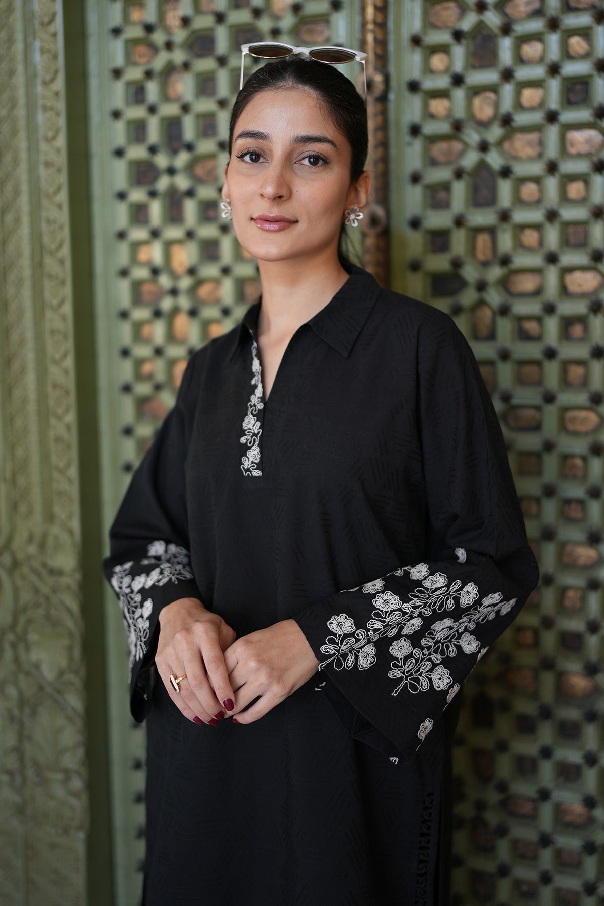 Sahar | Ready to Wear Basics | Shadowplay M Black Dobby Jacquard