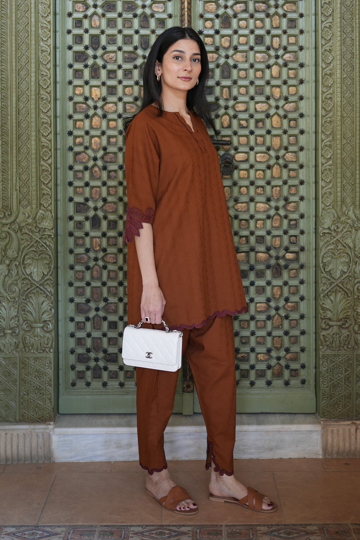 Sahar | Ready to Wear Basics | Cottage Grove XL Brown Self Jacquard