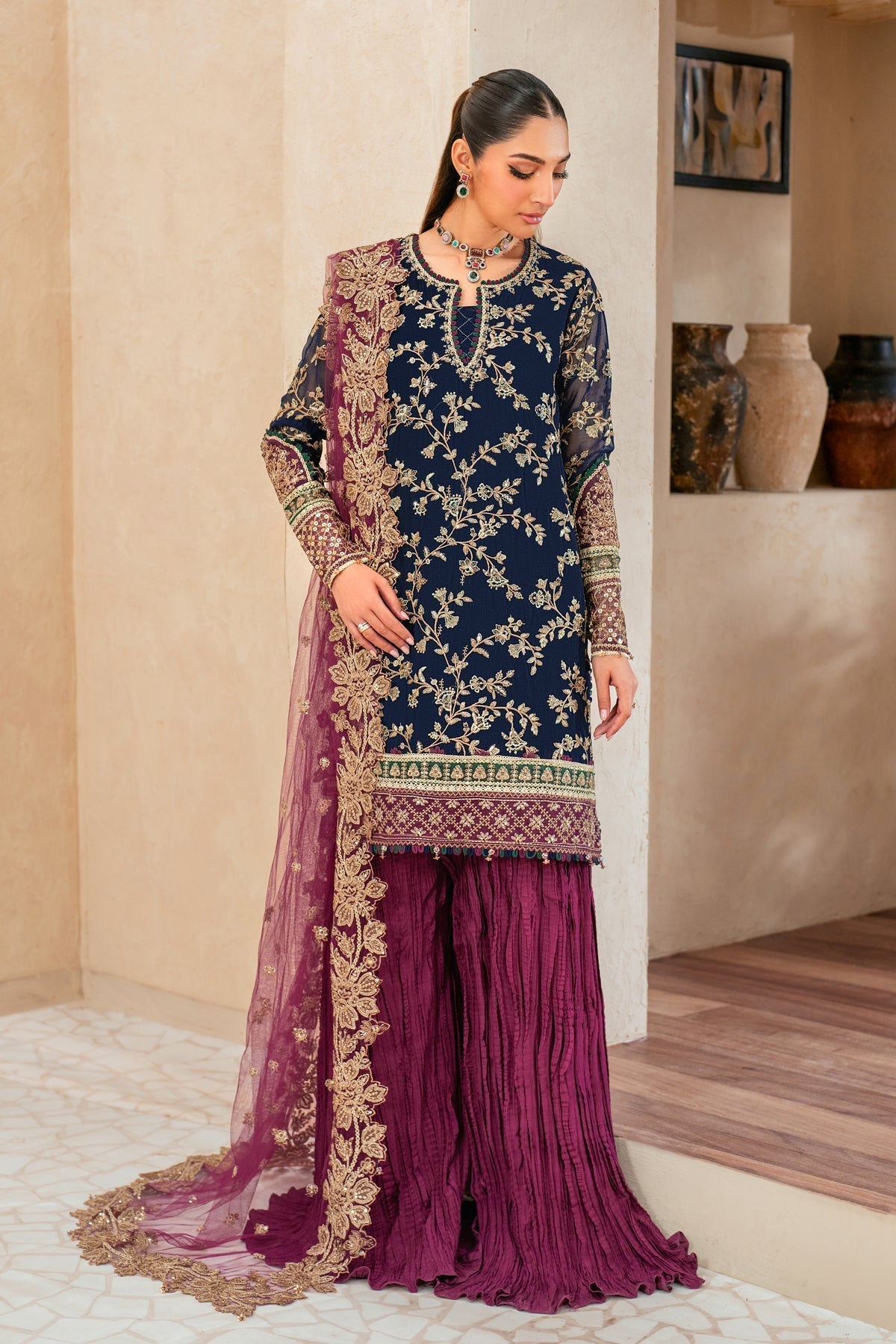 Xenia Formals | Niran Formals | SERAPHINA XL Dark Blue Long Shirt