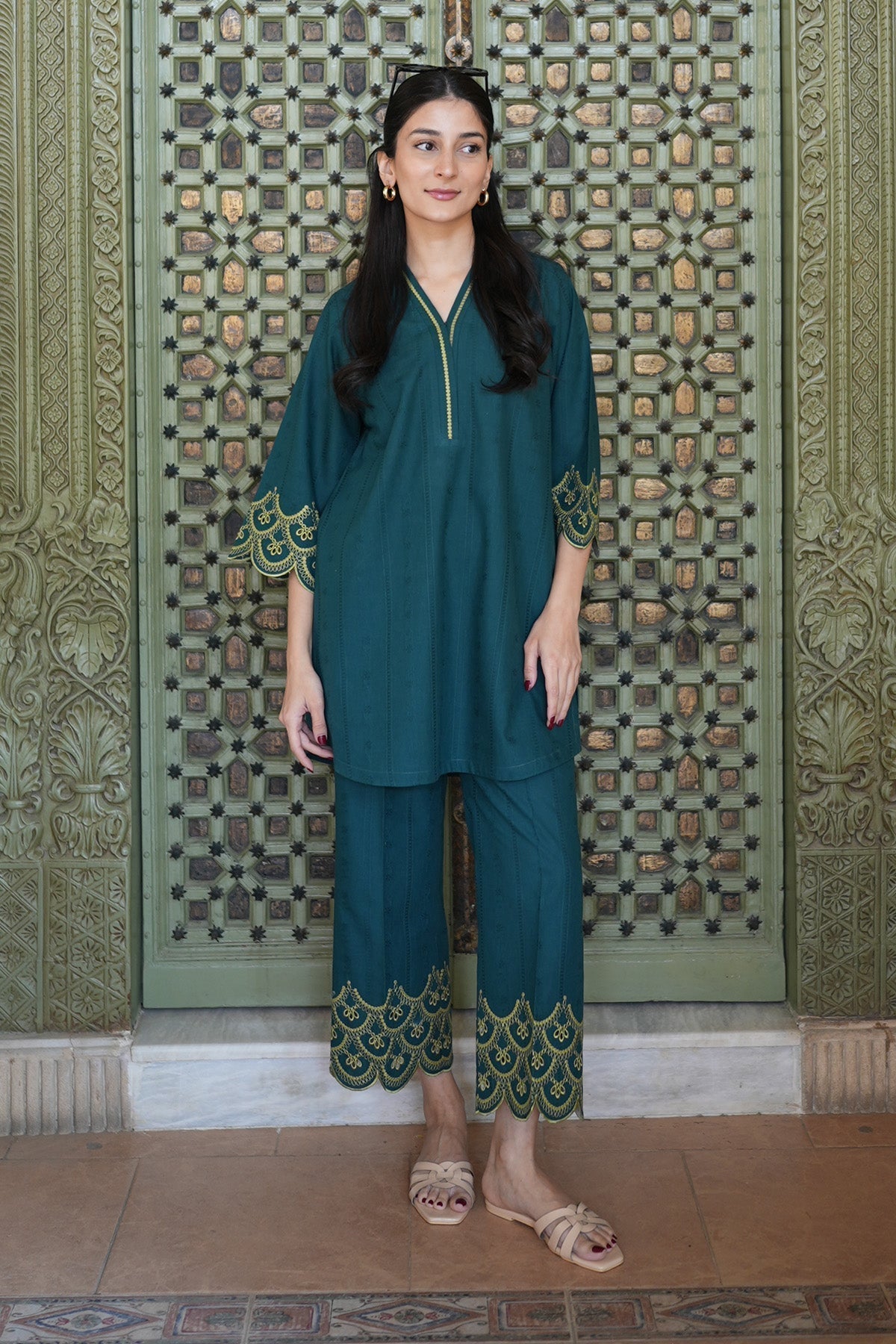 Sahar | Ready to Wear Basics | Meadowscape XS Sea Green Dobby Jacquard