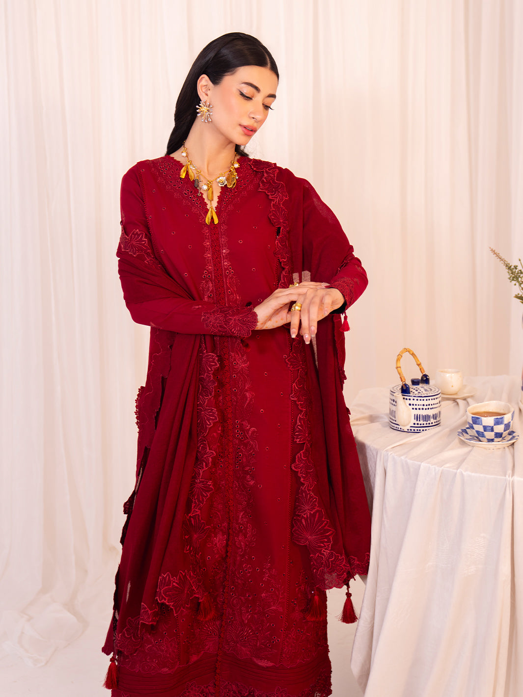 Faiza Faisal | Celine Eid 25 | MAREN XL Red Lawn