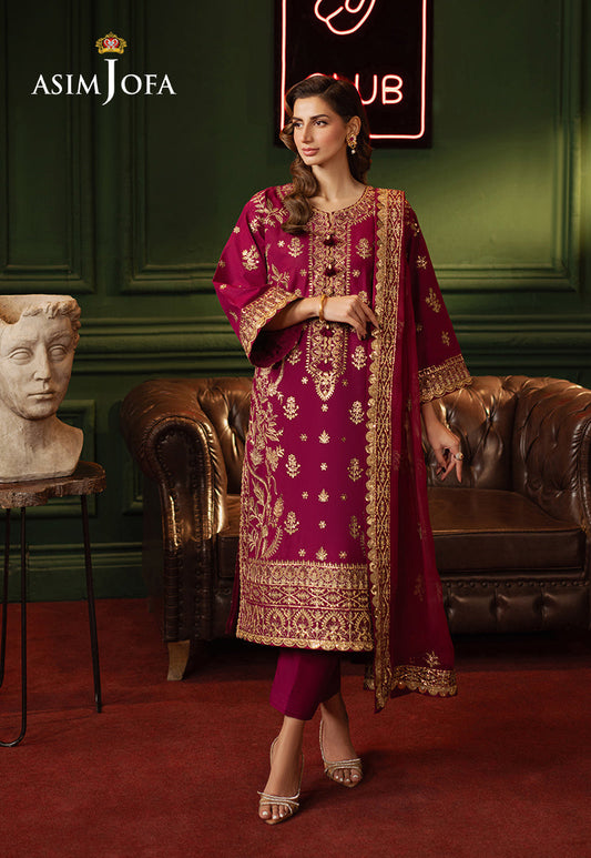 Asim Jofa | Premium Festive | AJPF-13 XS Magenta Silk lawn