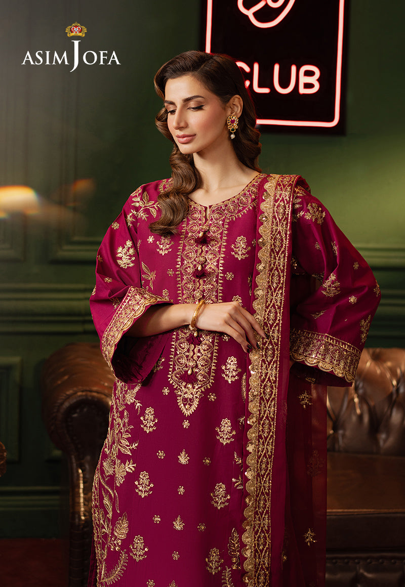 Asim Jofa | Premium Festive | AJPF-13 XL Magenta Silk lawn