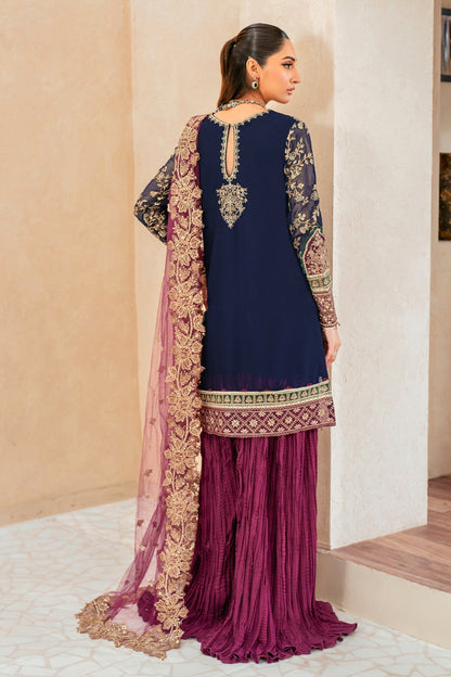 Xenia Formals | Niran Formals | SERAPHINA M Dark Blue Shirt with Sharara