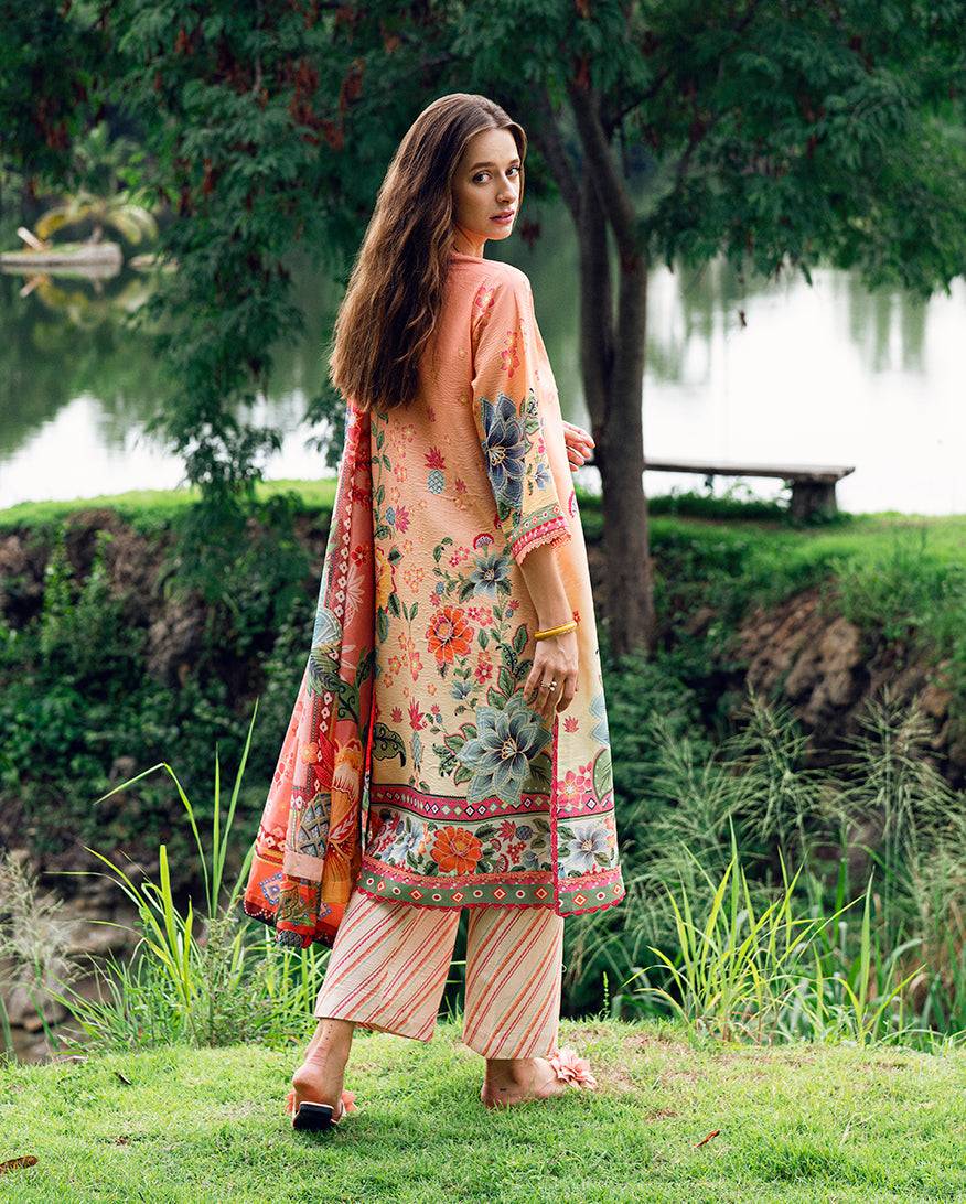 Roheenaz | Garden Veal Printed Lawn 25 | Petal Glaze - Pakistani Designer Dress - by Roheenaz | Type: Ladies Clothes - 100% Original at Saira Sultan