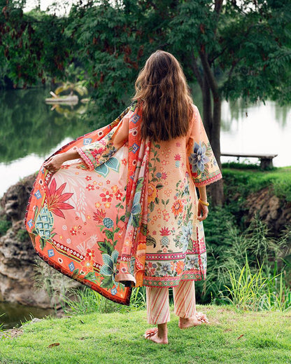Roheenaz | Garden Veal Printed Lawn 25 | Petal Glaze - Pakistani Designer Dress - by Roheenaz | Type: Ladies Clothes - 100% Original at Saira Sultan