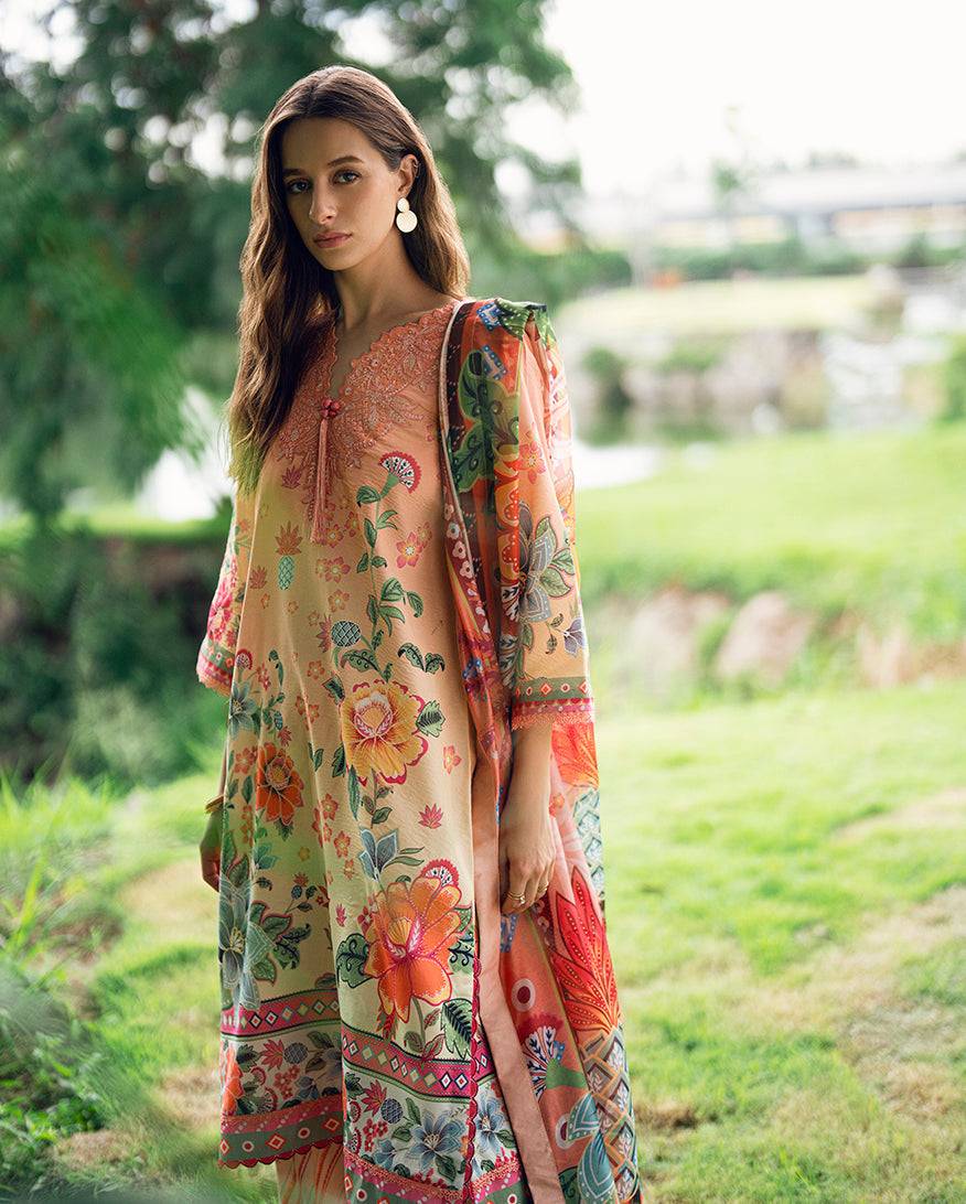 Roheenaz | Garden Veal Printed Lawn 25 | Petal Glaze - Pakistani Designer Dress - by Roheenaz | Type: Ladies Clothes - 100% Original at Saira Sultan
