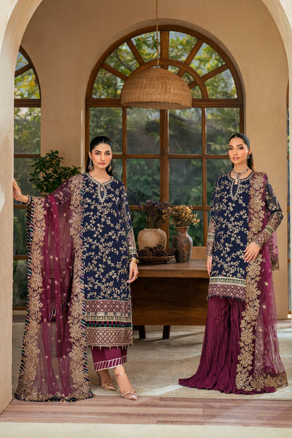 Xenia Formals | Niran Formals | SERAPHINA S Dark Blue Shirt with Sharara