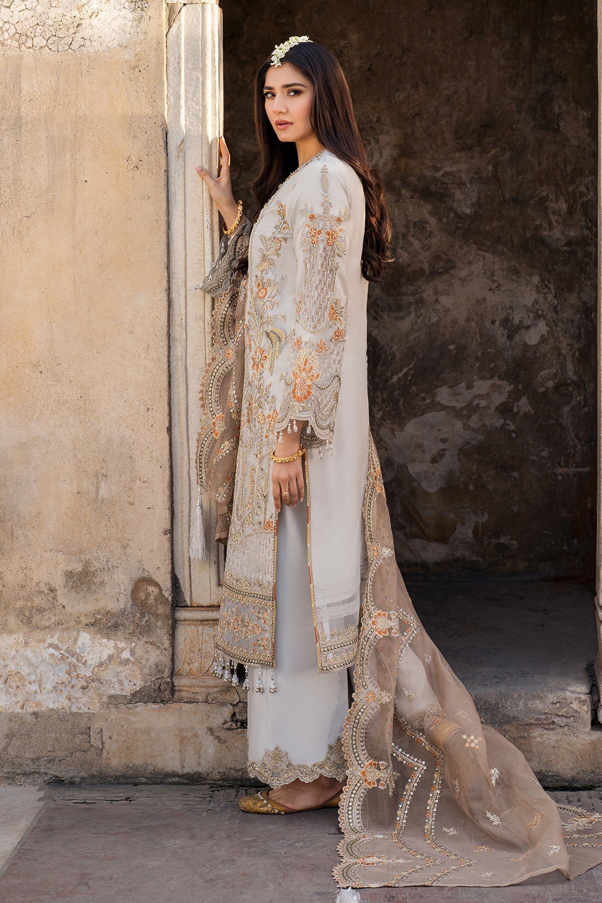 Imrozia Premium | Meeras Luxury Eid 25 | I-223 NEELAM S Gray Organza