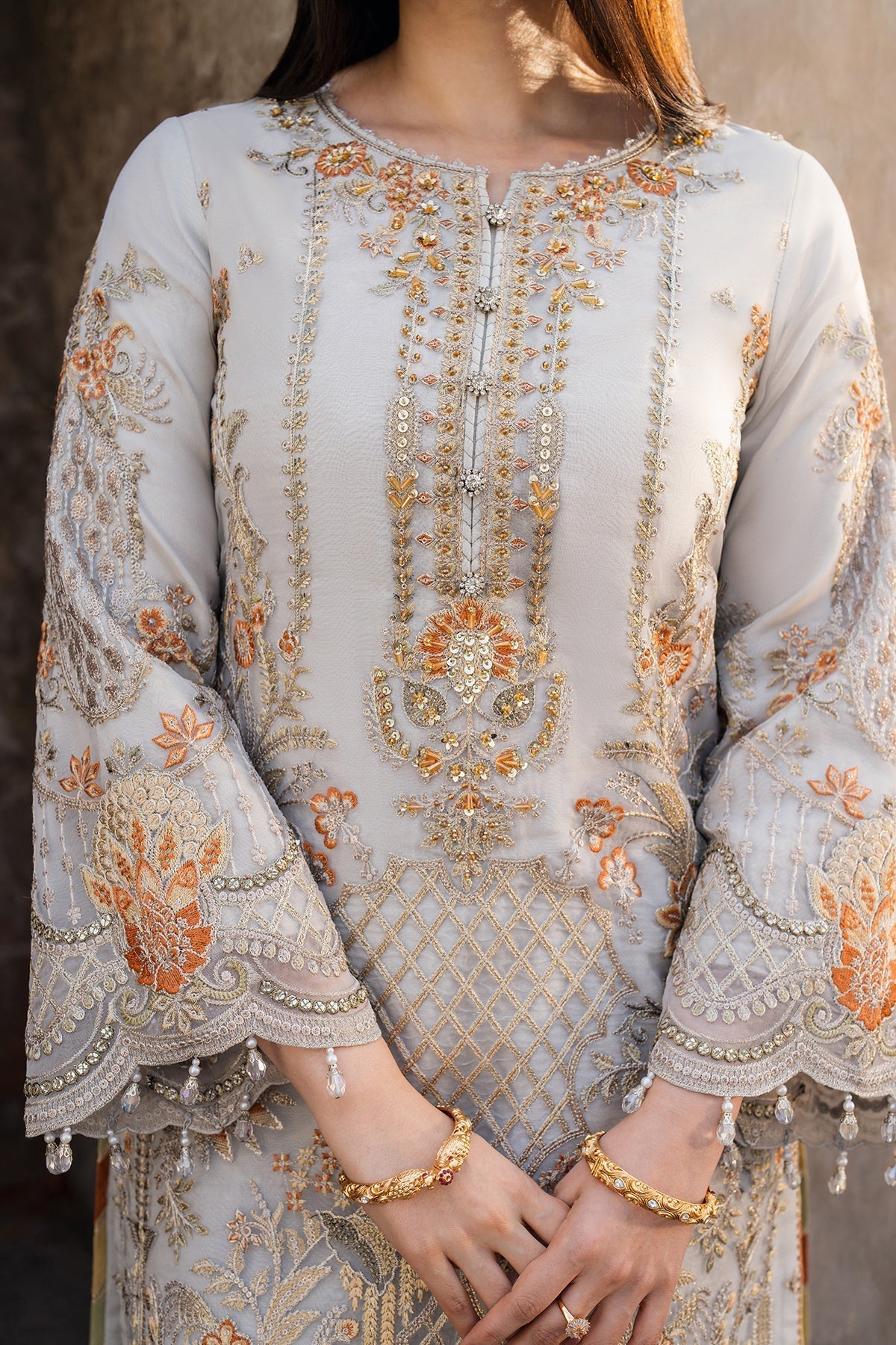 Imrozia Premium | Meeras Luxury Eid 25 | I-223 NEELAM M Gray Organza