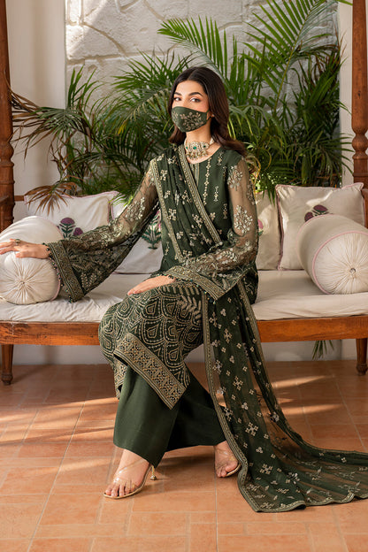 Flossie | Naqsh Formals | S-1401 Custom Size Sage Green Chiffon
