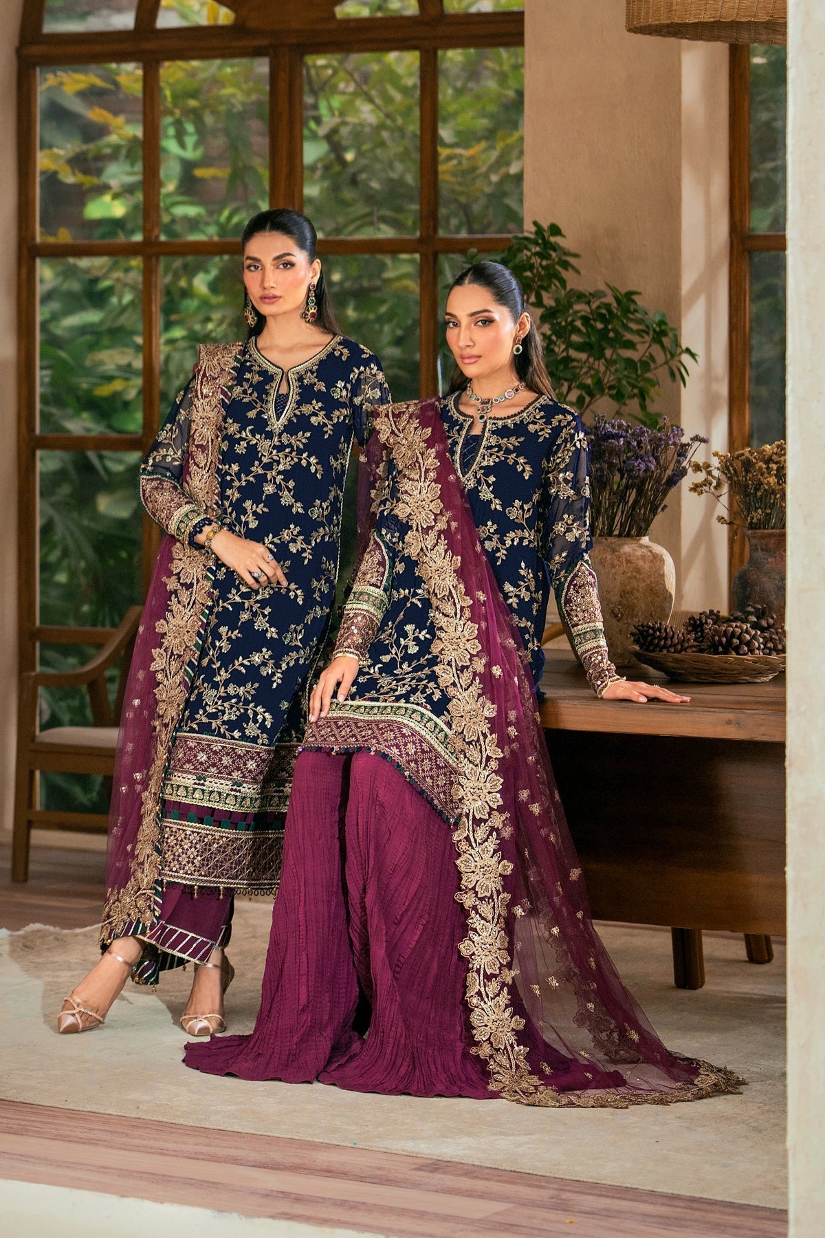 Xenia Formals | Niran Formals | SERAPHINA Custom Size Dark Blue Shirt with Sharara