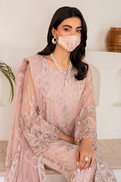Flossie | Naqsh Formals | S-1403 (A) M Peach Pink Chiffon