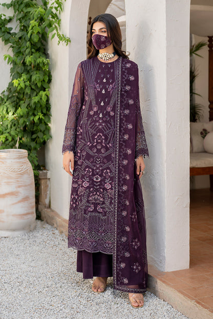 Flossie | Naqsh Formals | S-1409 Custom Size Deep Purple Chiffon