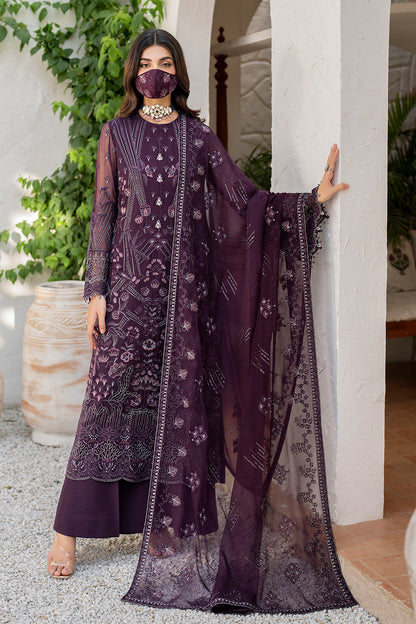 Flossie | Naqsh Formals | S-1409 XS Deep Purple Chiffon
