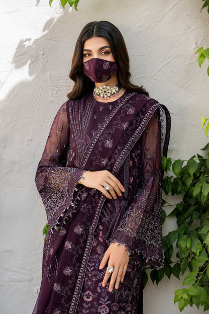 Flossie | Naqsh Formals | S-1409 L Deep Purple Chiffon
