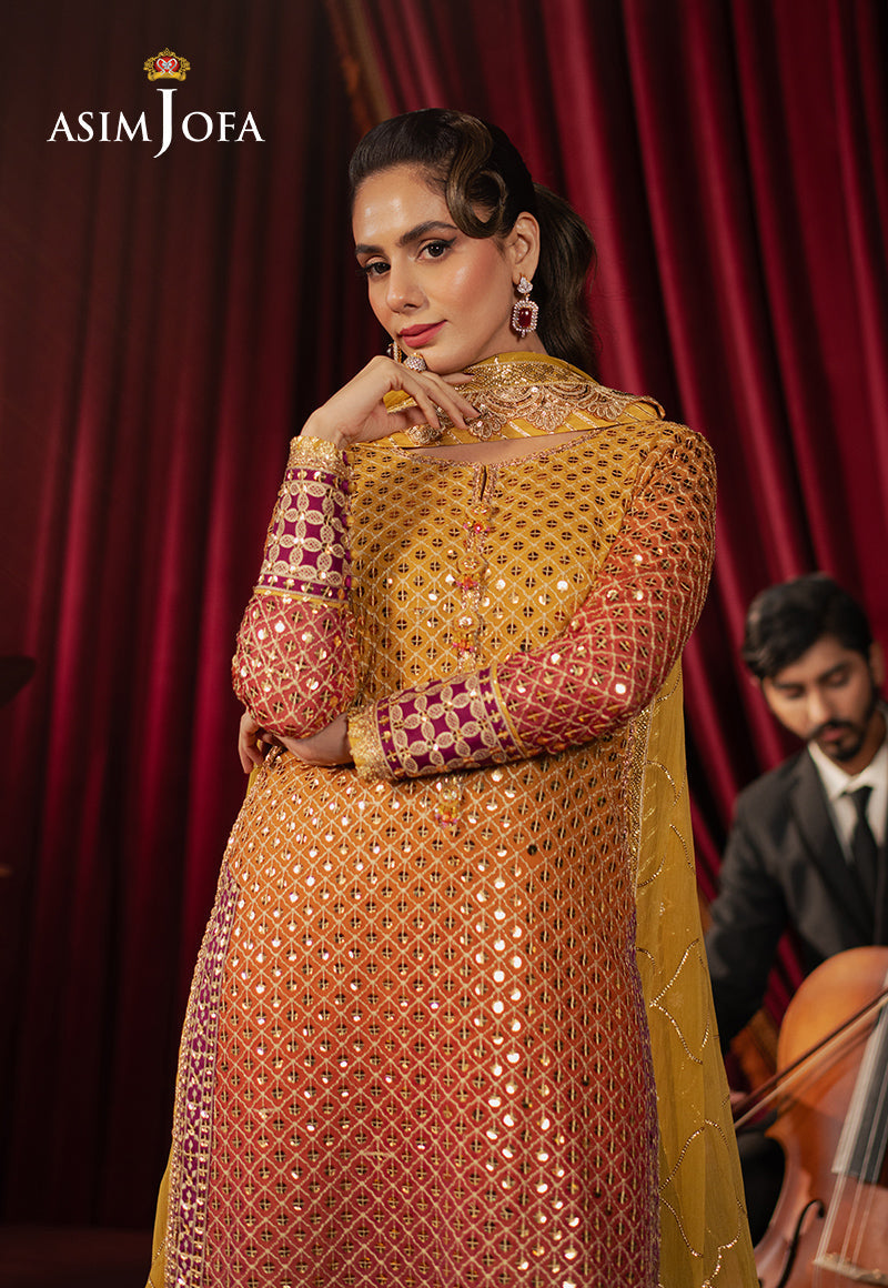 Asim Jofa | Premium Festive | AJPF-25 M Mustard Yellow Chiffon
