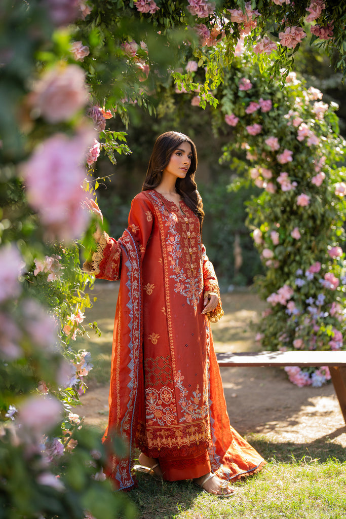 Florent | Chikankari Eid 25 | FLC- 2B XL Red Lawn