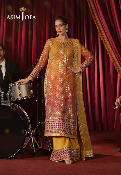 Asim Jofa | Premium Festive | AJPF-25 L Mustard Yellow Chiffon