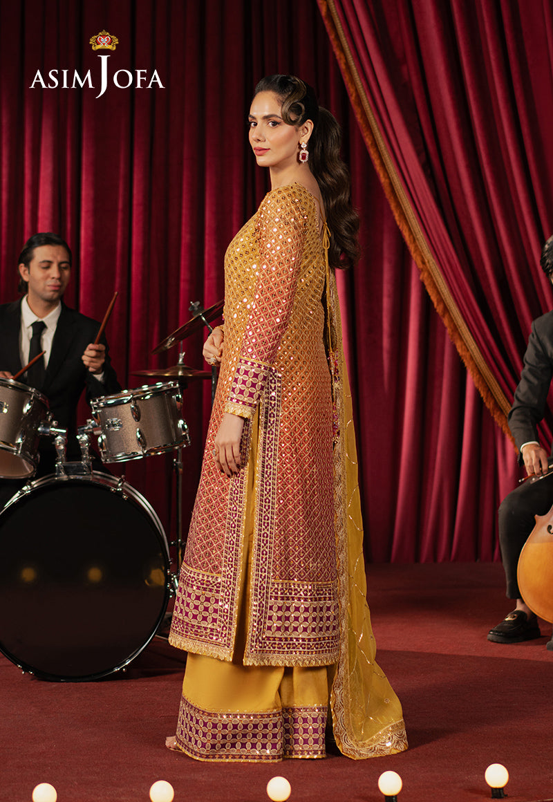 Asim Jofa | Premium Festive | AJPF-25 XL Mustard Yellow Chiffon