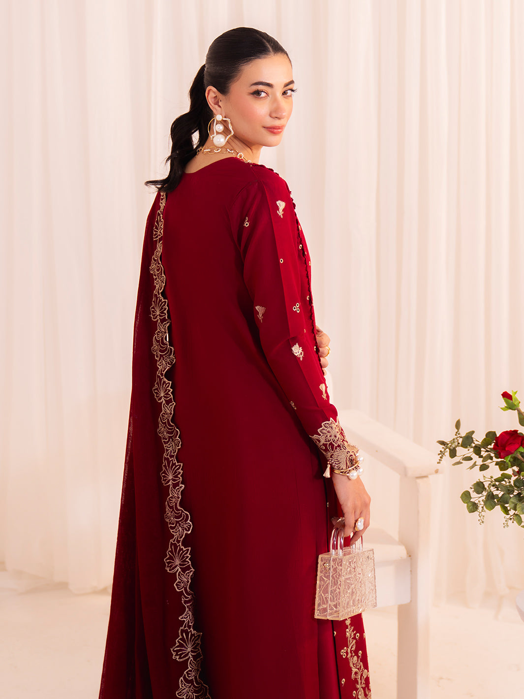 Faiza Faisal | Celine Eid 25 | ELINA S Maroon Lawn