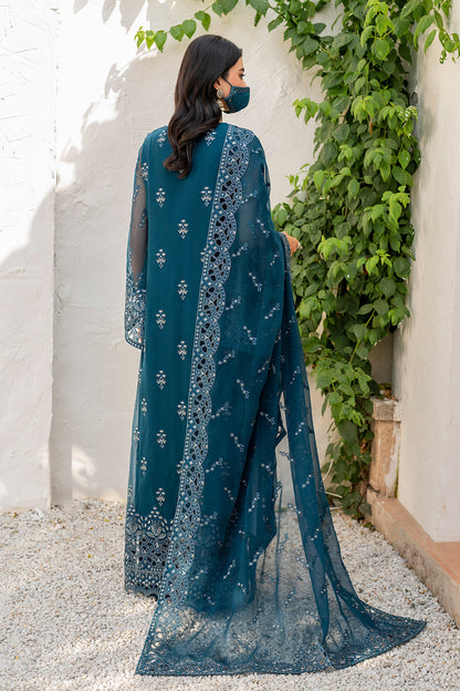 Flossie | Naqsh Formals | S-1410 S Teal Blue Chiffon
