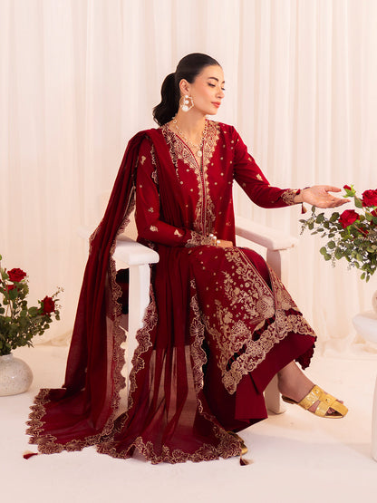 Faiza Faisal | Celine Eid 25 | ELINA XL Maroon Lawn