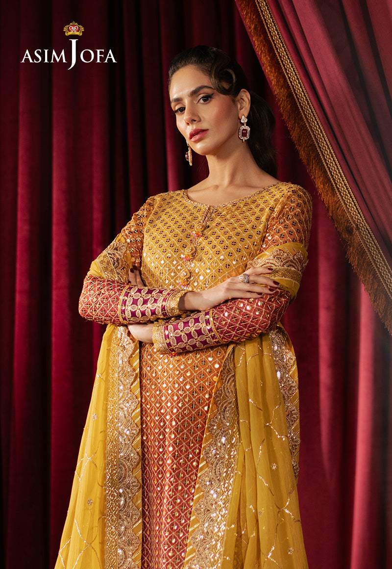 Asim Jofa | Premium Festive | AJPF-25 XS Mustard Yellow Chiffon