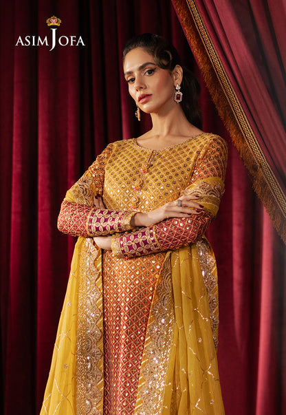Asim Jofa | Premium Festive | AJPF-25 XS Mustard Yellow Chiffon