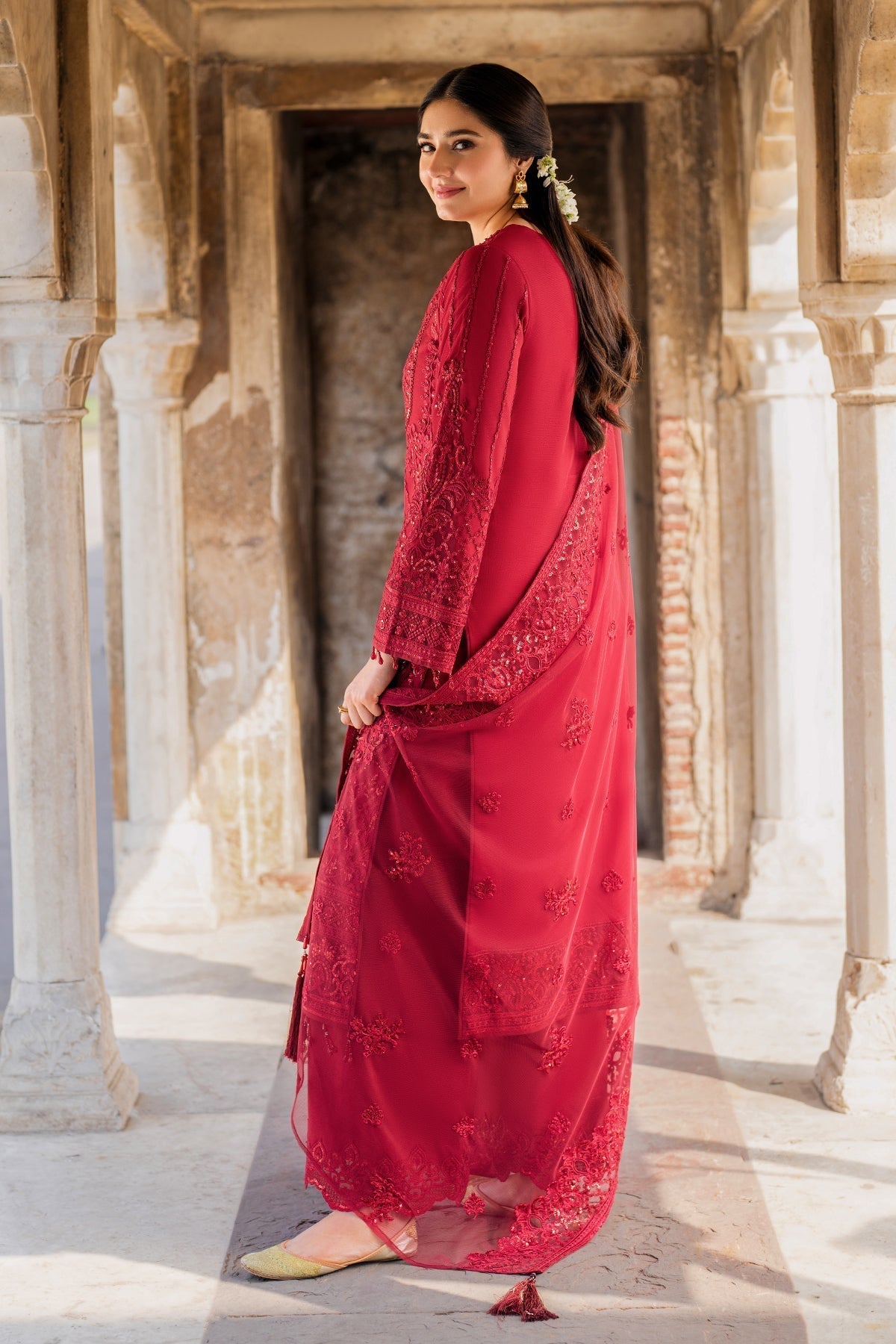 Imrozia Premium | Meeras Luxury Eid 25 | I-219 RUBY S Red Organza