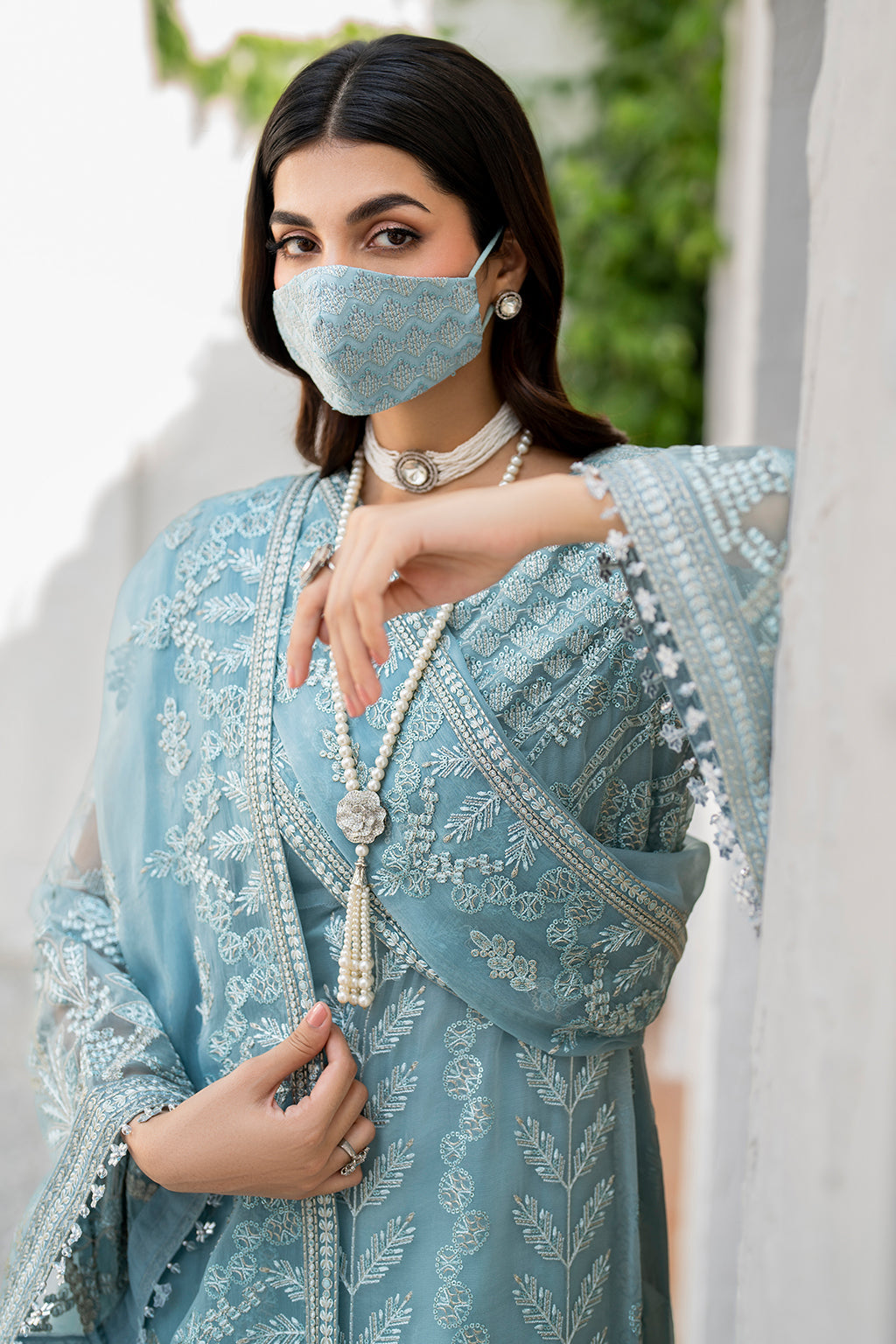 Flossie | Naqsh Formals | S-1405 (A) M Light Blue Chiffon