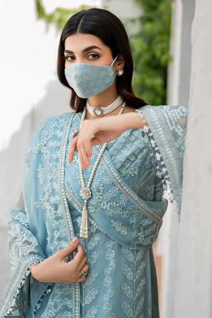 Flossie | Naqsh Formals | S-1405 (A) M Light Blue Chiffon