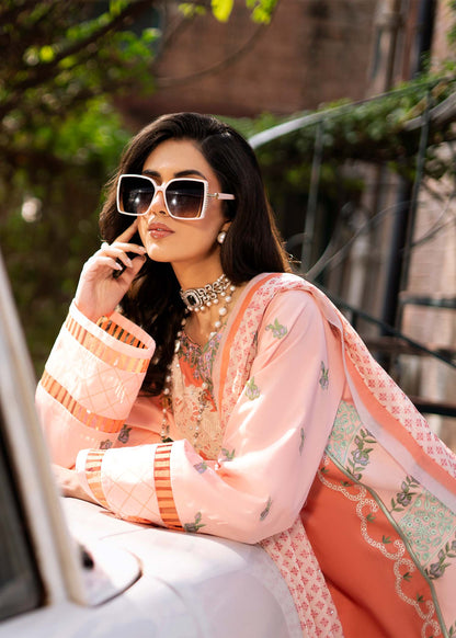 Fozia Khalid | Blossom Festive Lawn 25 | Zinnia L Peach Pink Lawn