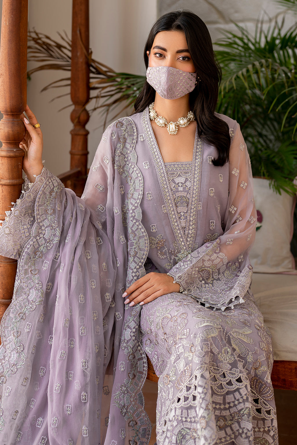 Flossie | Naqsh Formals | S-1408 XL Lilac Chiffon