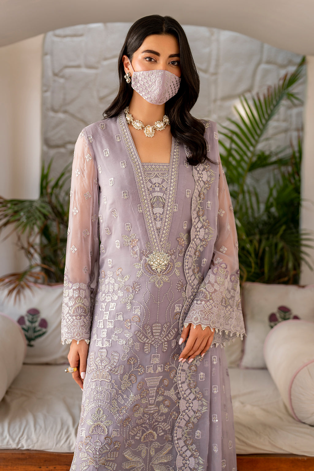 Flossie | Naqsh Formals | S-1408 M Lilac Chiffon