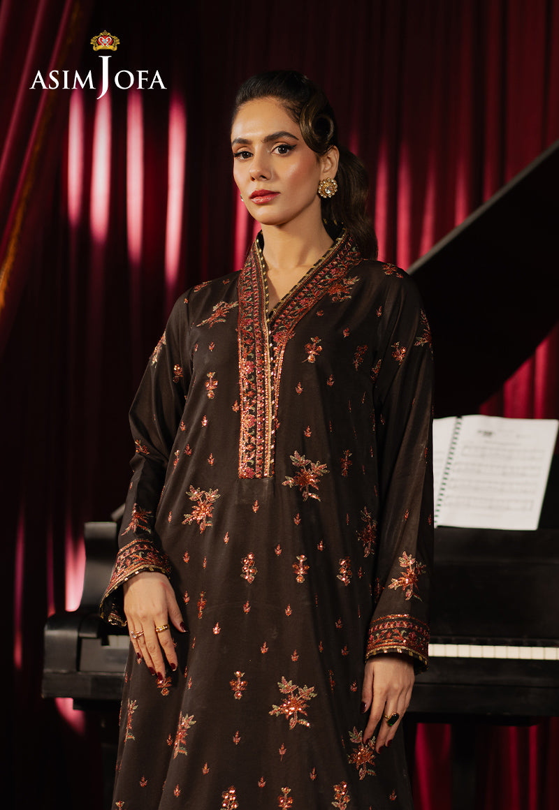 Asim Jofa | Premium Festive | AJPF-06 XL Chocolate Brown Boski Silk